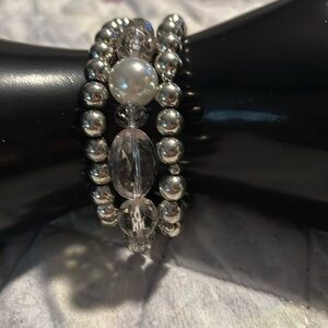 3 Bracelets in silver tone